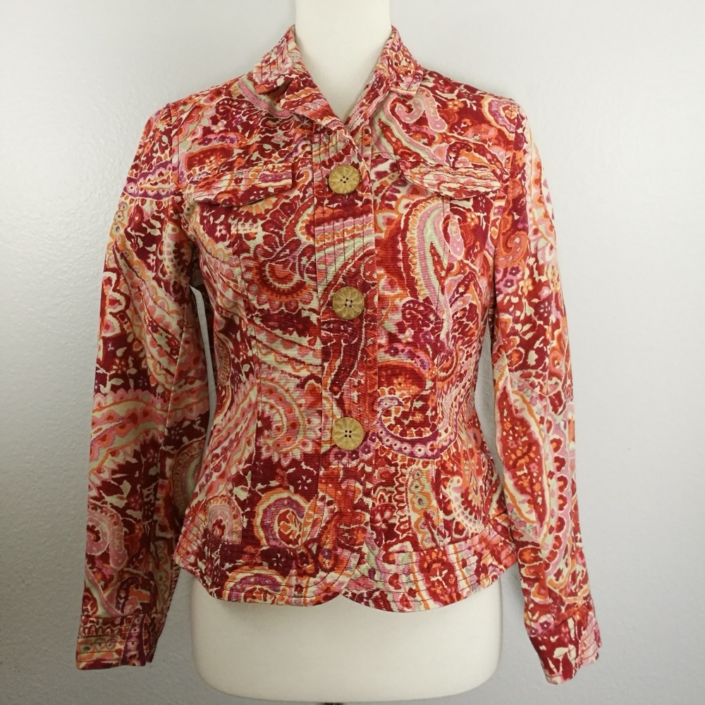 COLDWATER CREEK Paisley Crop Jacket Size 6 - Picture 1 of 8